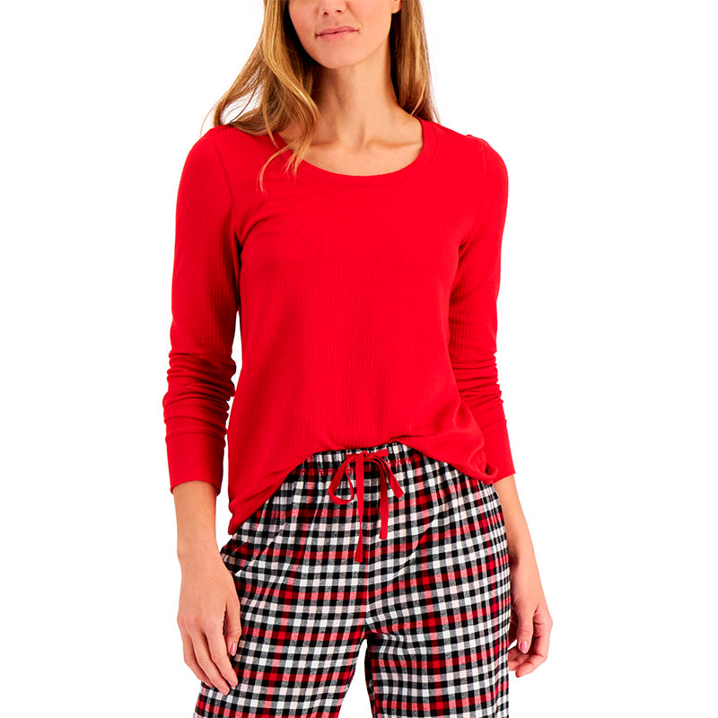 Charter Club Solid Scoop Neck Sleep Top Red XS