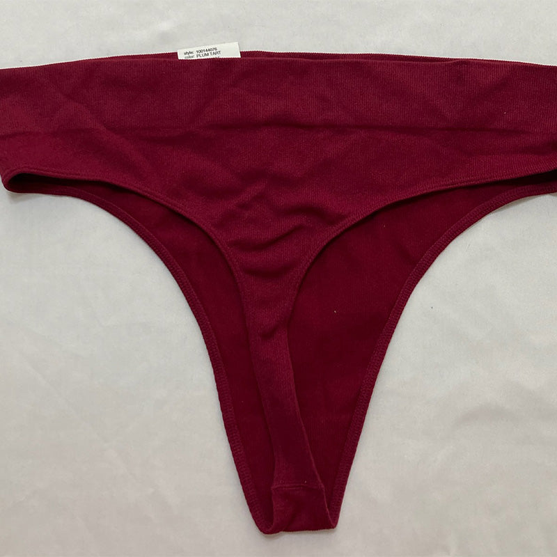 Jenni Seamless Ribbed Hi-Cut Thong Plum Tart 2XL