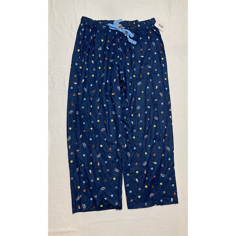 Jenni Cotton Printed Straight Leg Pajama Pants Blue 2XL