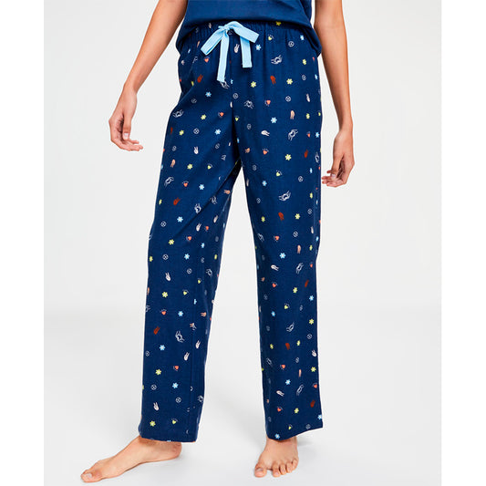 Jenni Cotton Printed Straight Leg Pajama Pants Blue 2XL