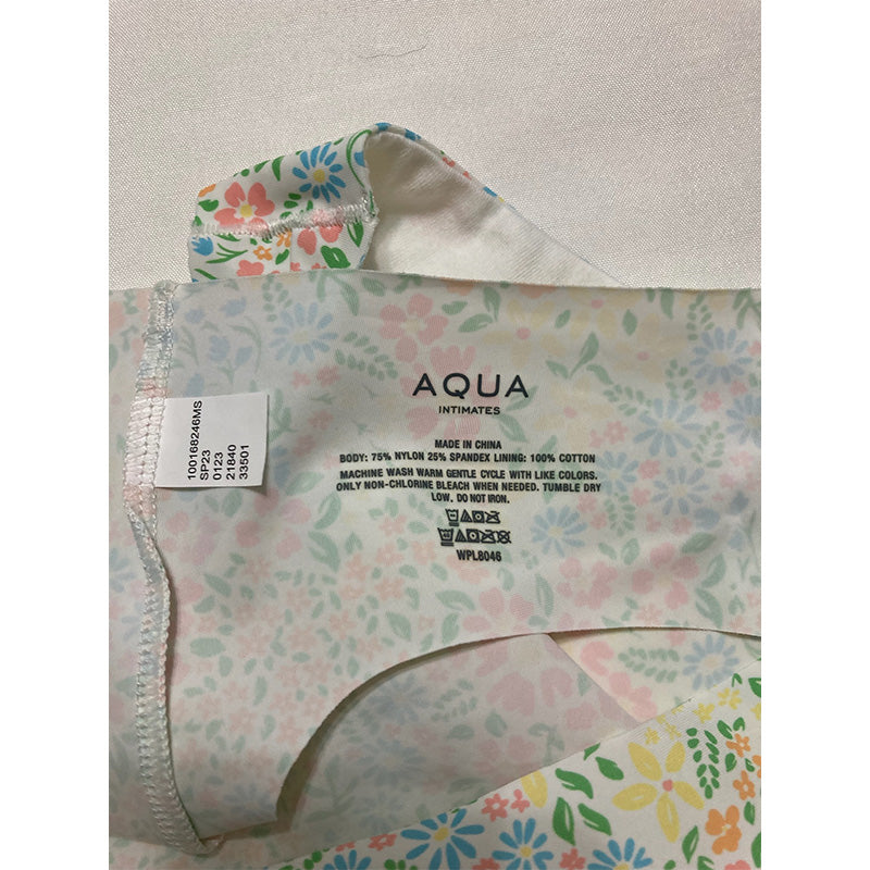 Aqua Intimates Microfiber Thong Pastel Floral S