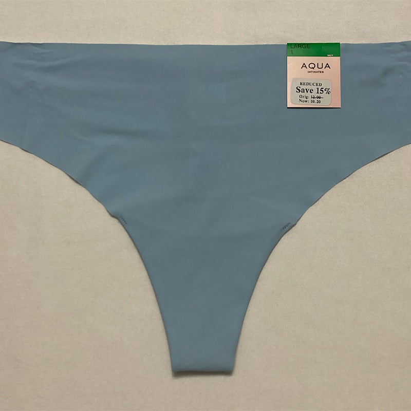 Aqua Intimates Heart Print Microfiber Thong Light Blue L