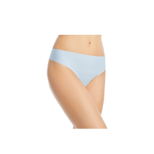 Aqua Intimates Heart Print Microfiber Thong Light Blue L