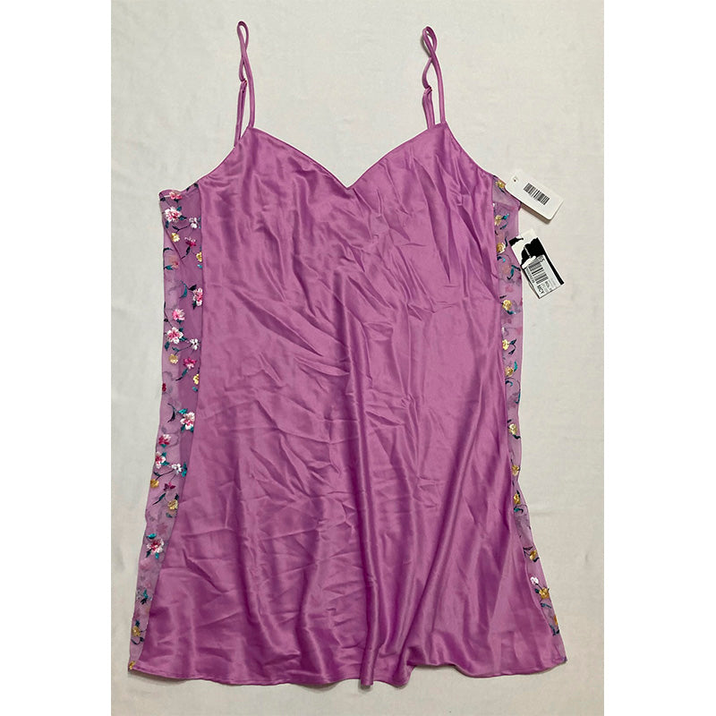 INC Embroidered Floral Chemise Purple L