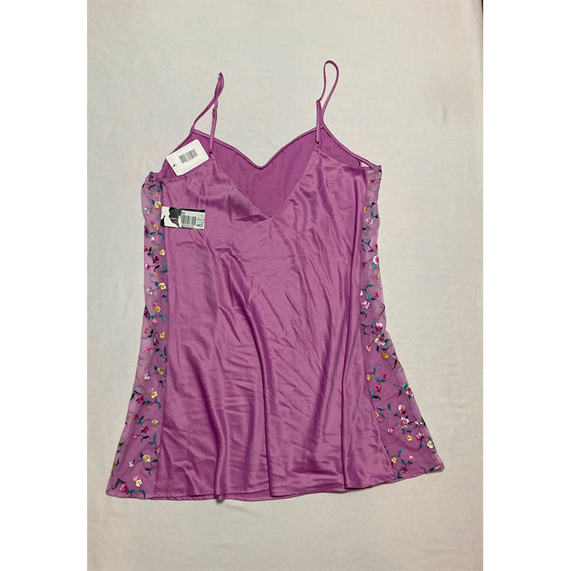 INC Embroidered Floral Chemise Purple L