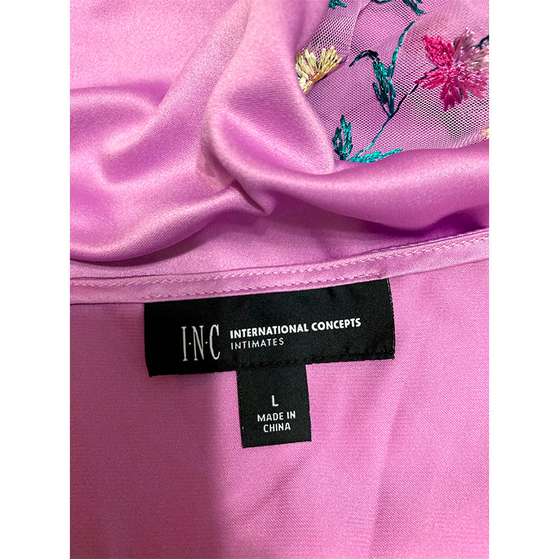 INC Embroidered Floral Chemise Purple L