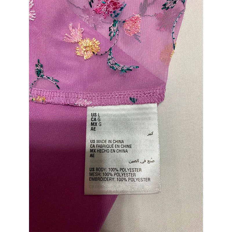 INC Embroidered Floral Chemise Purple L