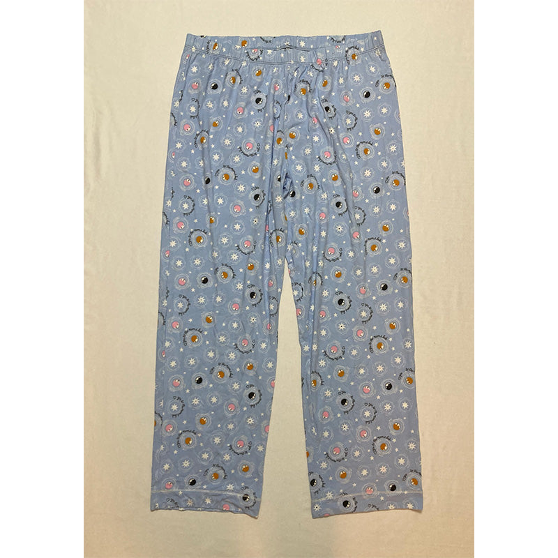 Cuddl Duds Printed Knit Notch Collar Pajama Set Blue L