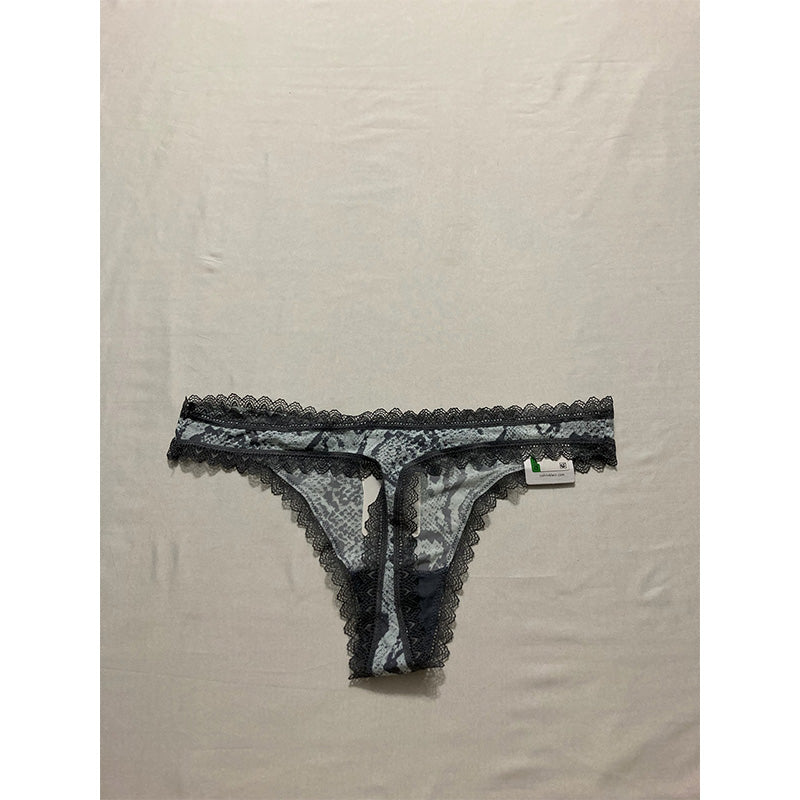 Calvin Klein Lace-Trim Thong Underwear Dark Grey L