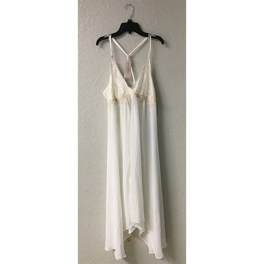 NWD Linea Donatella Keepsake Lace-Trim Nightgown Ivory L