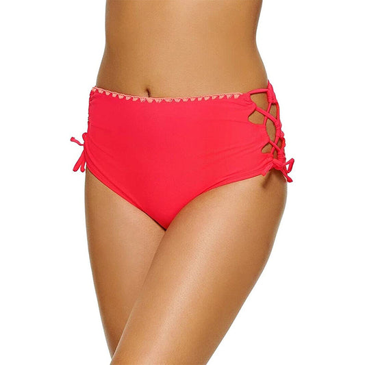 Hula Honey Swimwear Hibiscus Large Junior Cheeky High Waist Pink L