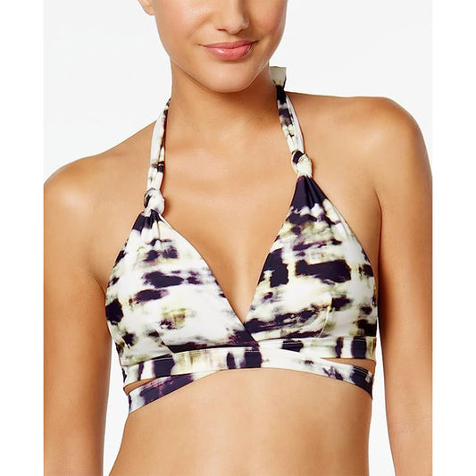 Rachel Roy Wrap -Style Halter Bikini Top White Multicolor S